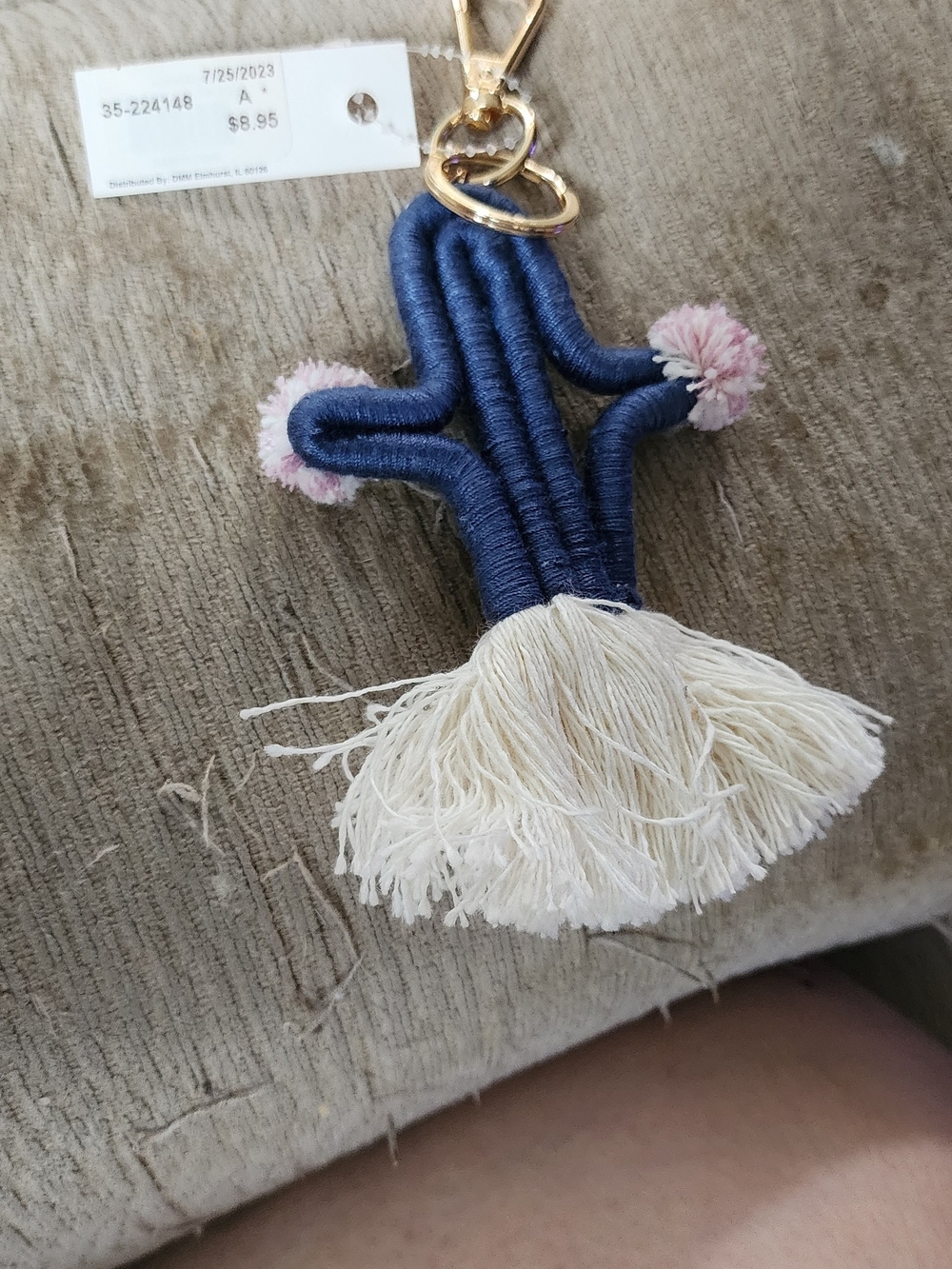 Navy Cactus‎ Tassel Keychain & Card Holder Charm